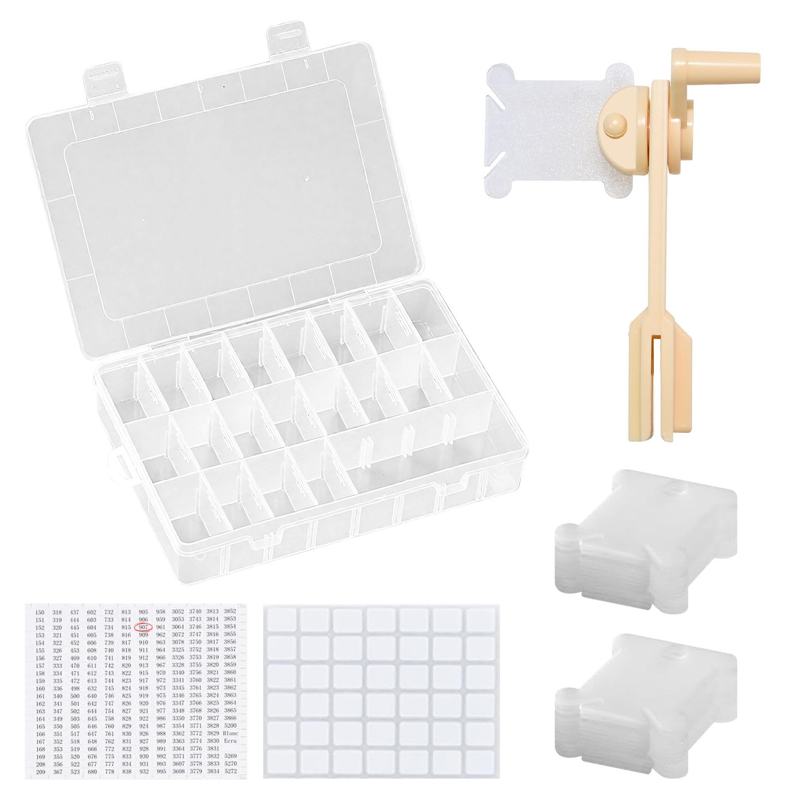 Embroidery Floss Organizer with 24 Compartments - Cross Stitch Thread White
