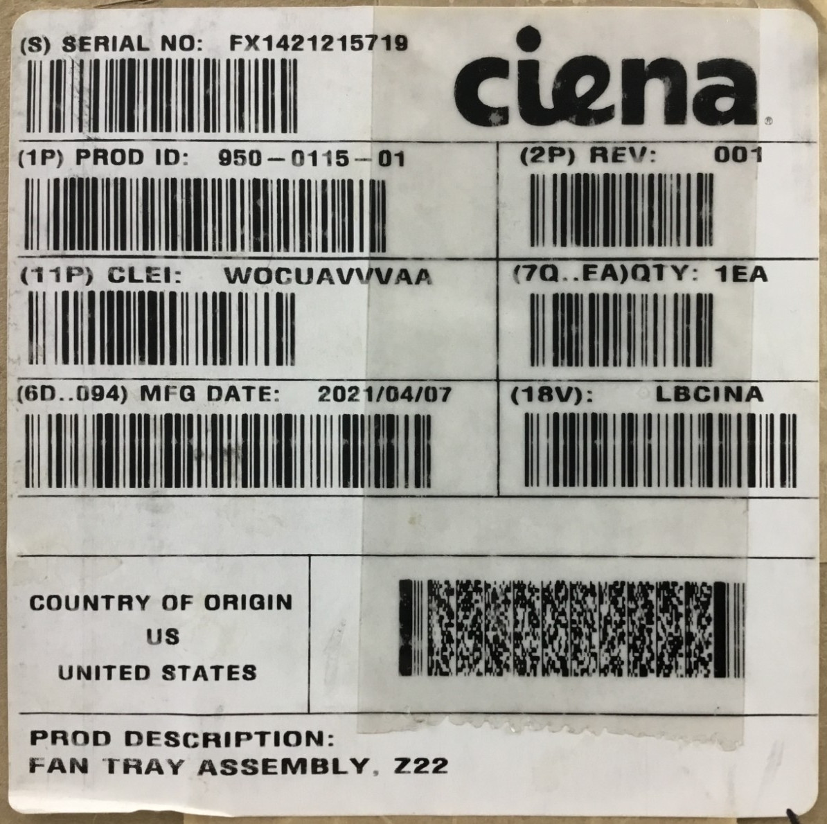 NEW OPEN BOX Cyan 950-0115-01 Z22 Fan Module