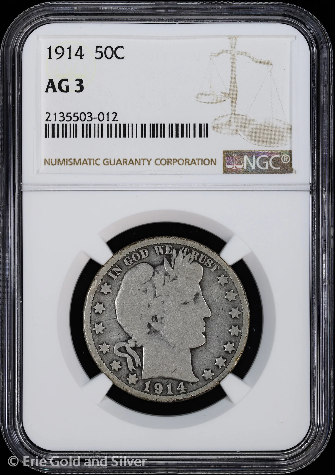 1914 50C Barber Half Dollar NGC AG 3
