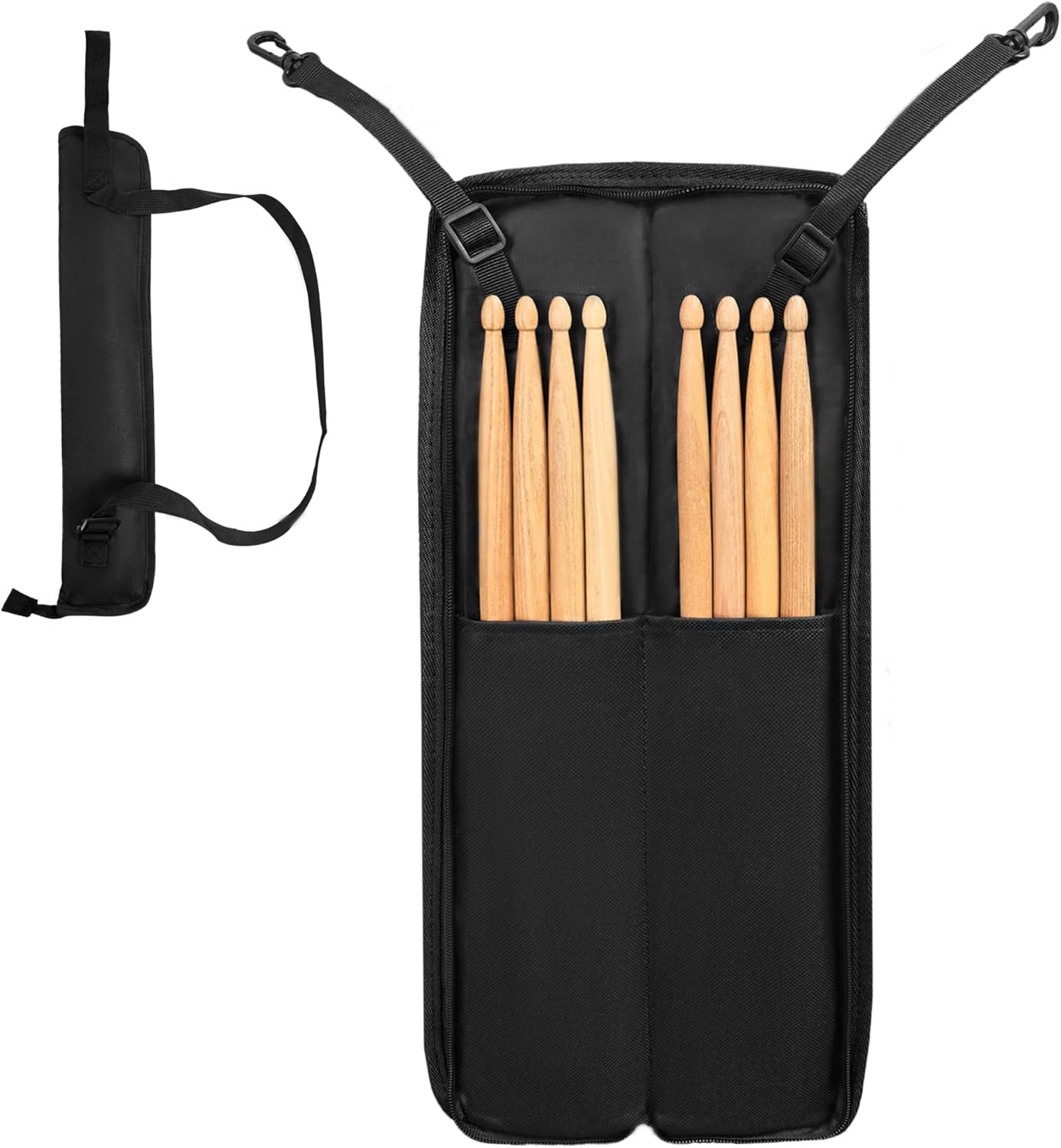 Drumstick Bag, Small Drumstick Storage Case, Hanging Drumstick Rack Bag (Black)
