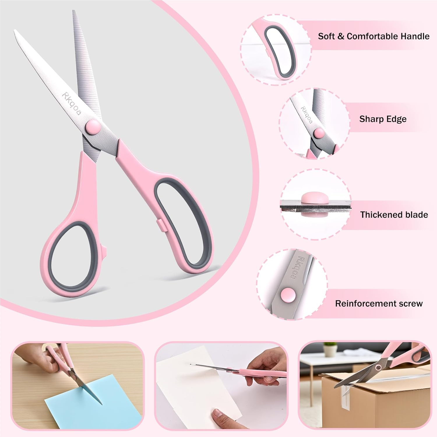 Black 6 Scissors Pack, 8" All Purpose Scissor - High Performance and Designe...