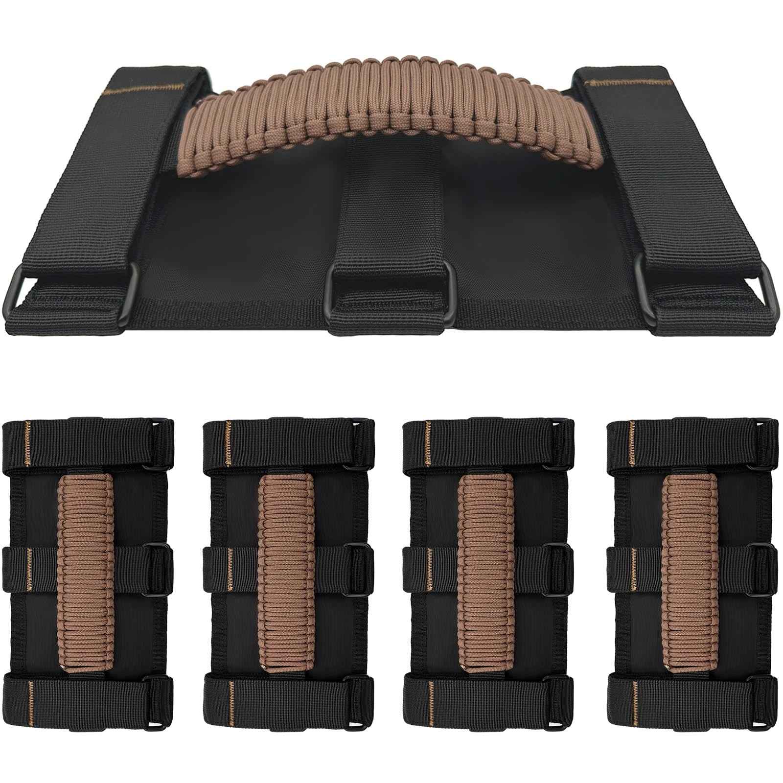 KKIKK Jeep Grab Handles, 4 Pack Paracord Jeep Wrangler Roll Bar Grab Handles for