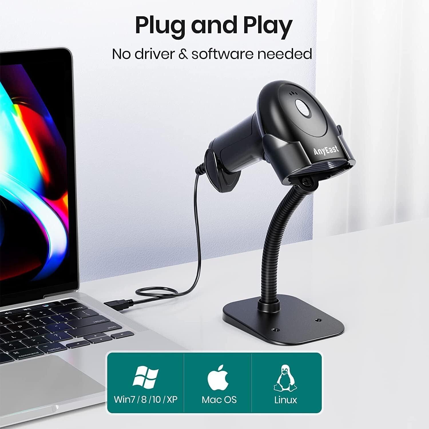 USB Wired 2D Barcode Scanner Handheld CCD 1D QR Bar Code Image Screen Scanner