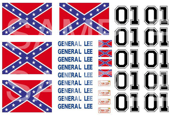 General Lee Decals 1:64 scale redline hot wheels 4 sets