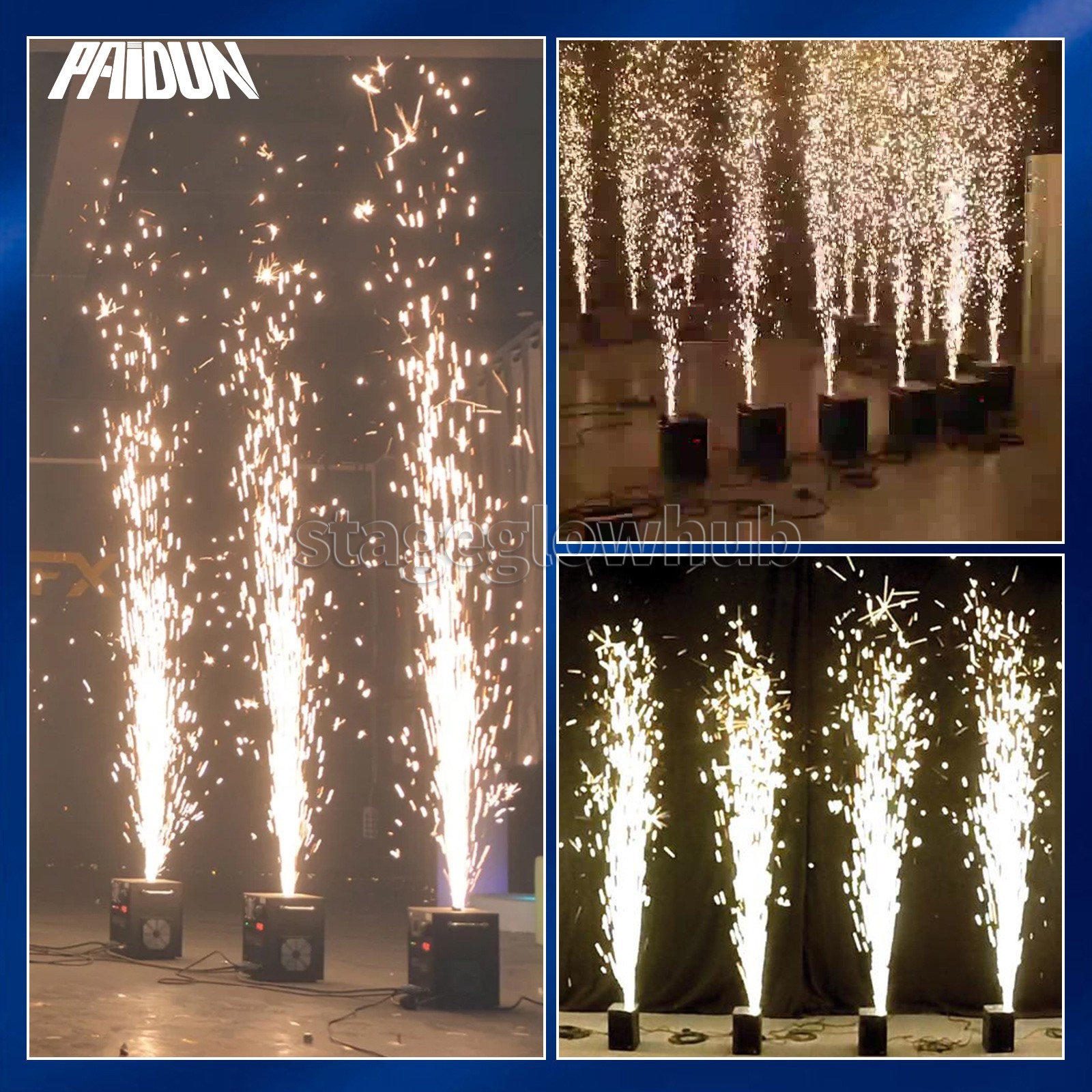 PAIDUN 850W Cold Spark Firework Machine Stage Effect 3.2-19.6FT Wedding DJ Event