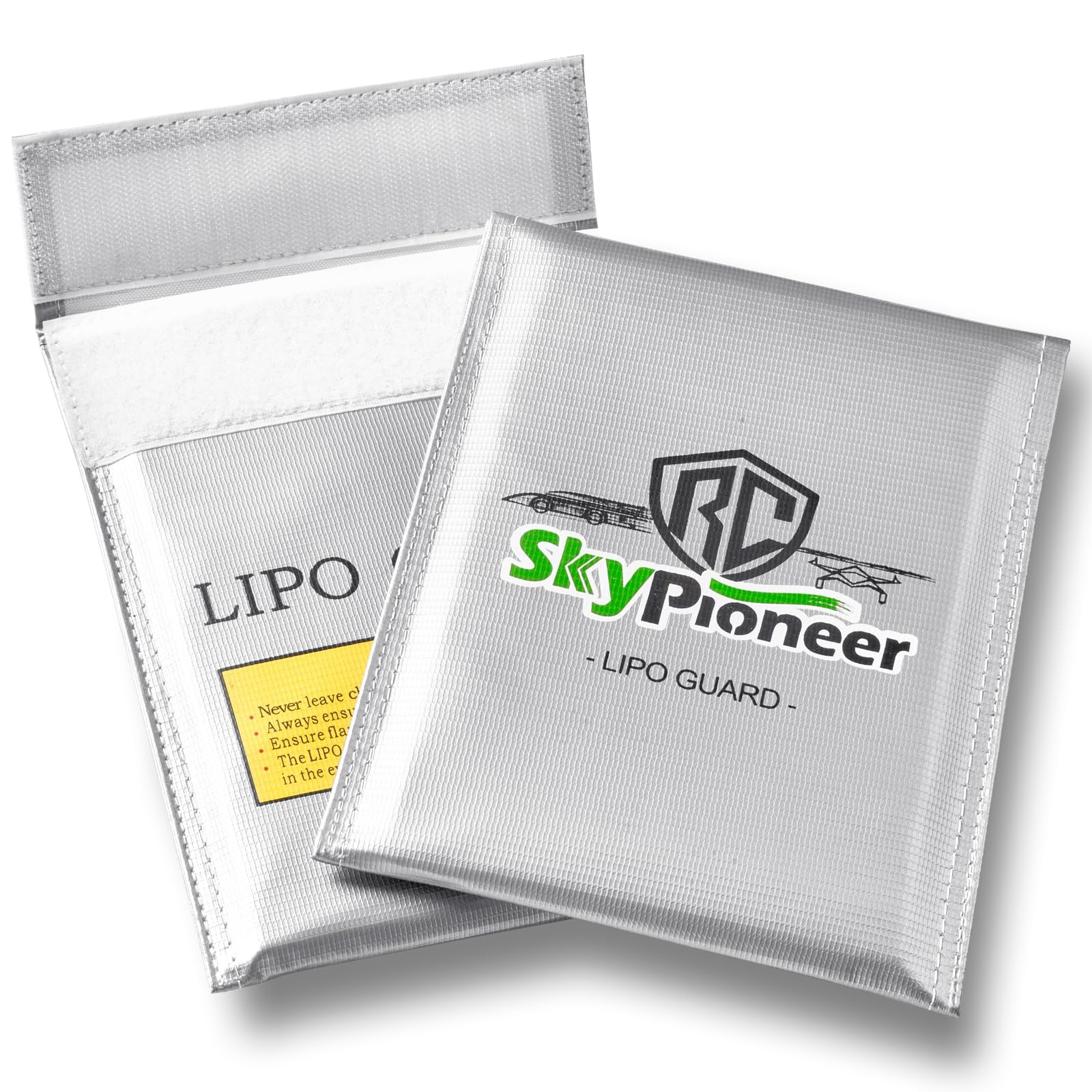 2 Pack Silver 6.9x9 In Fireproof Explosion Proof LiPo Battery Safe Bags Set