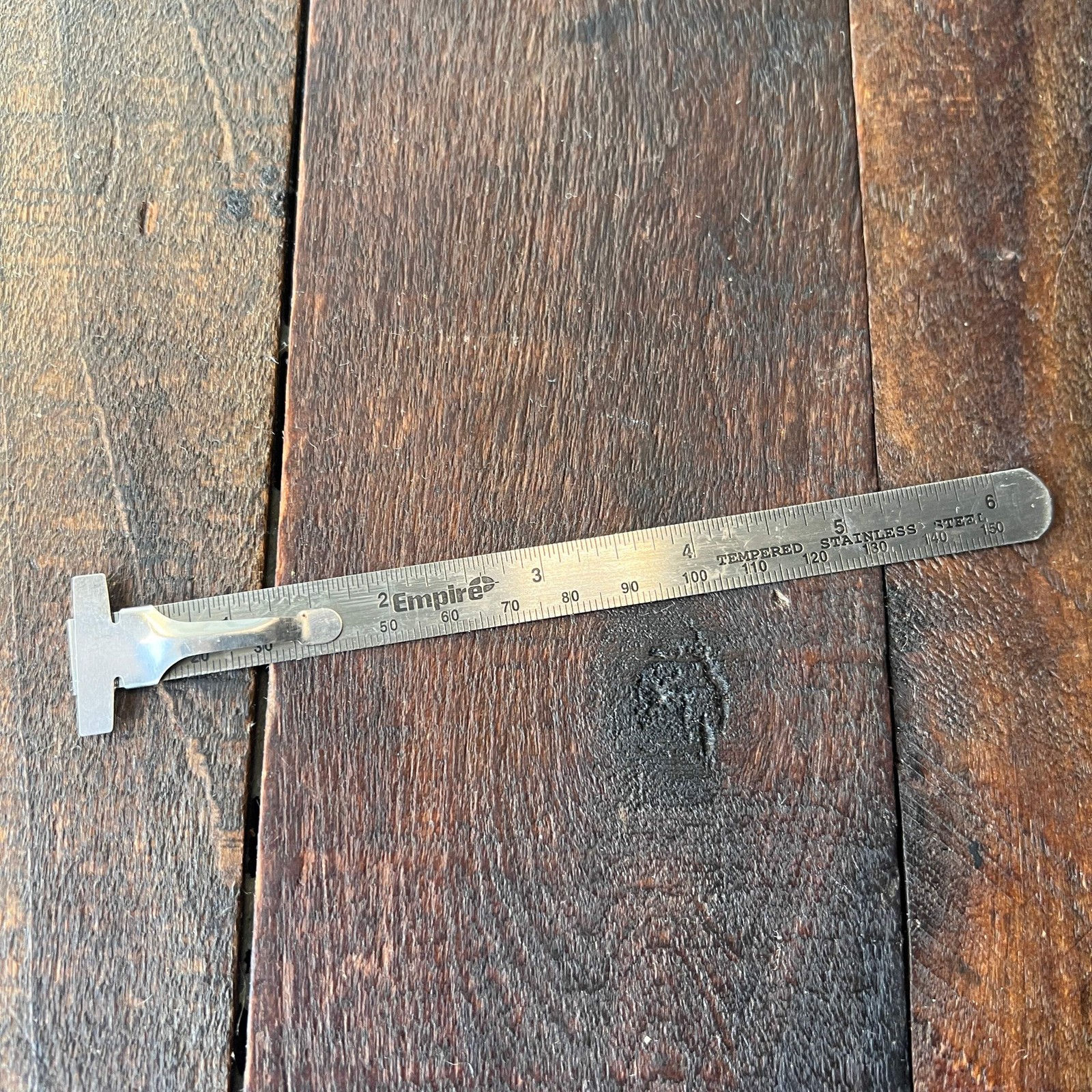 Empire Stainless Steel Sliding Depth Gauge Square Fraction Decimal