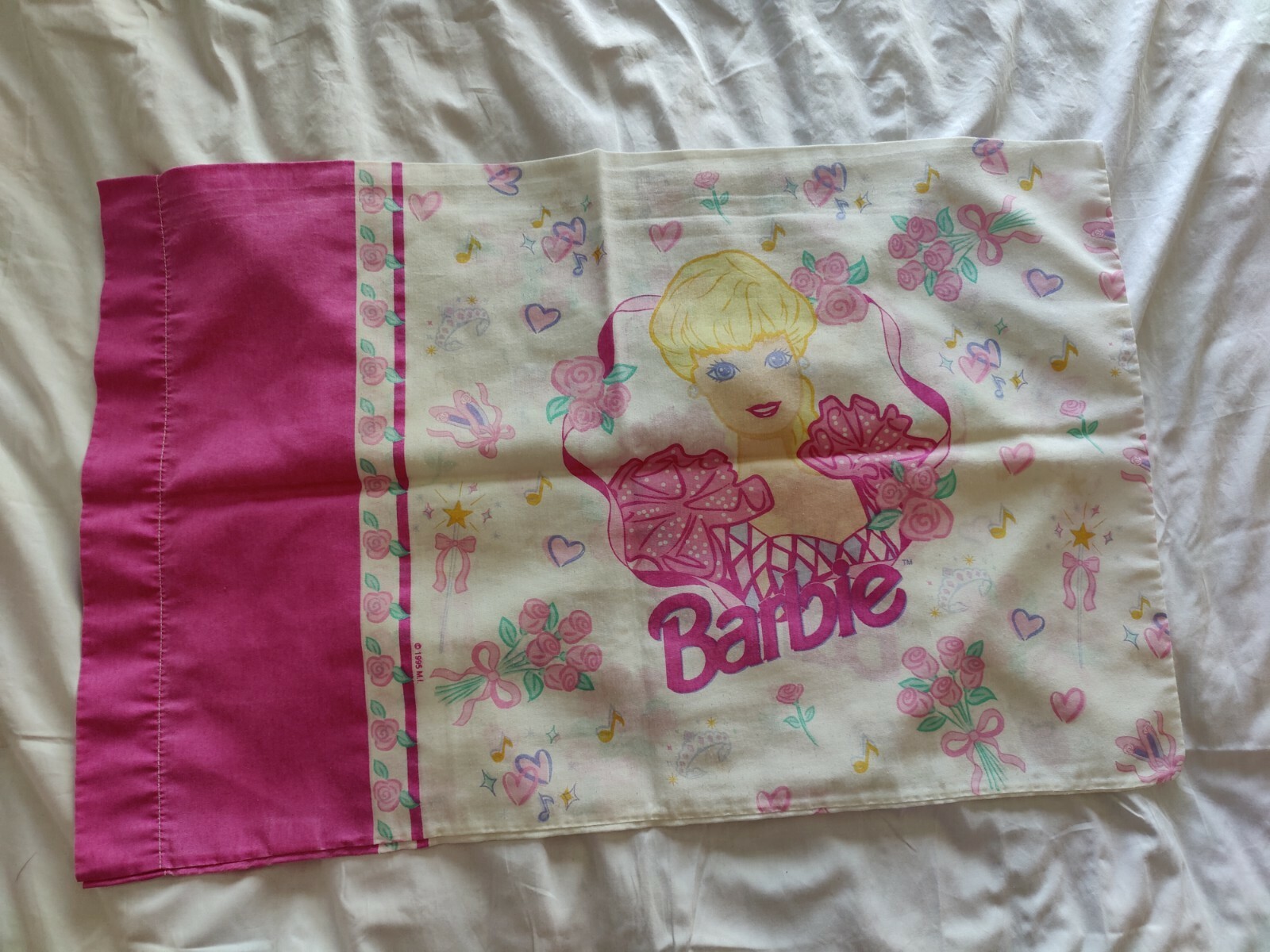 Vintage Barbie Pillowcase 1995 White