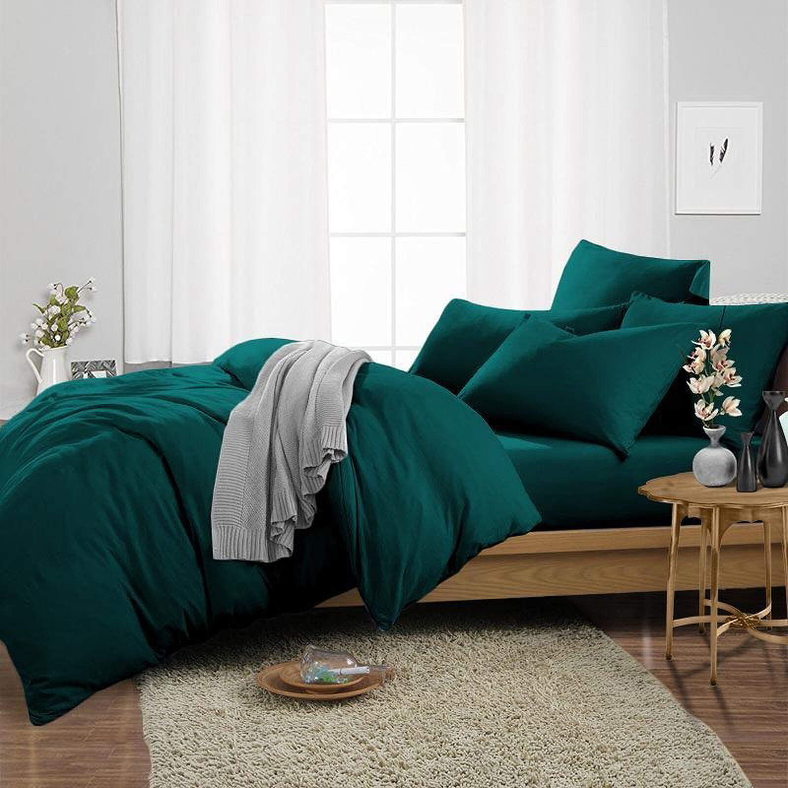 Bedding Collection 1000 TC OR 1200 TC 100% Cotton Teal Solid All Item