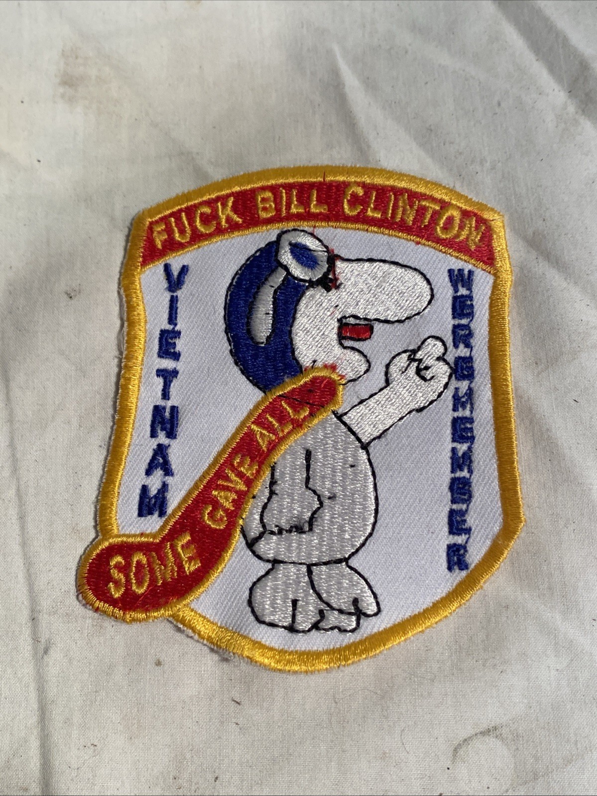 Vietnam F#% You Bill Clinton Snoopy patch Sew On