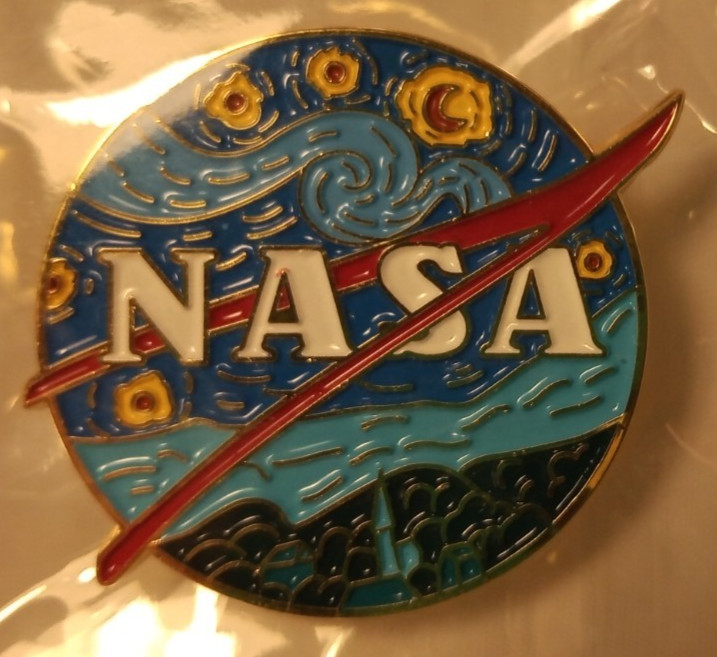 NASA Meatball Logo Enamel Pin Lapel Brooch Van Gogh Starry Night Red Chevron New