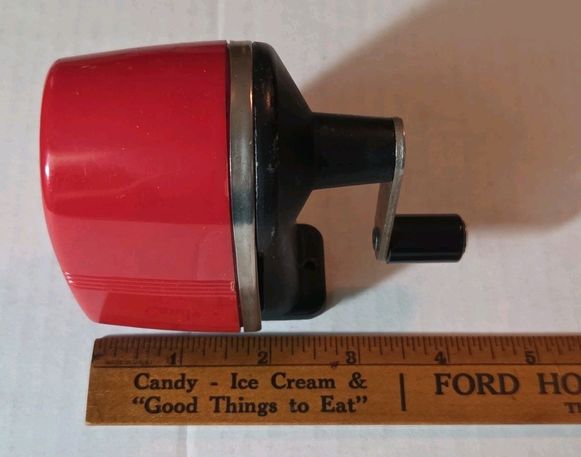 Vintage Red APSCO Berol Wall/Table Mount Manual Pencil Sharpener
