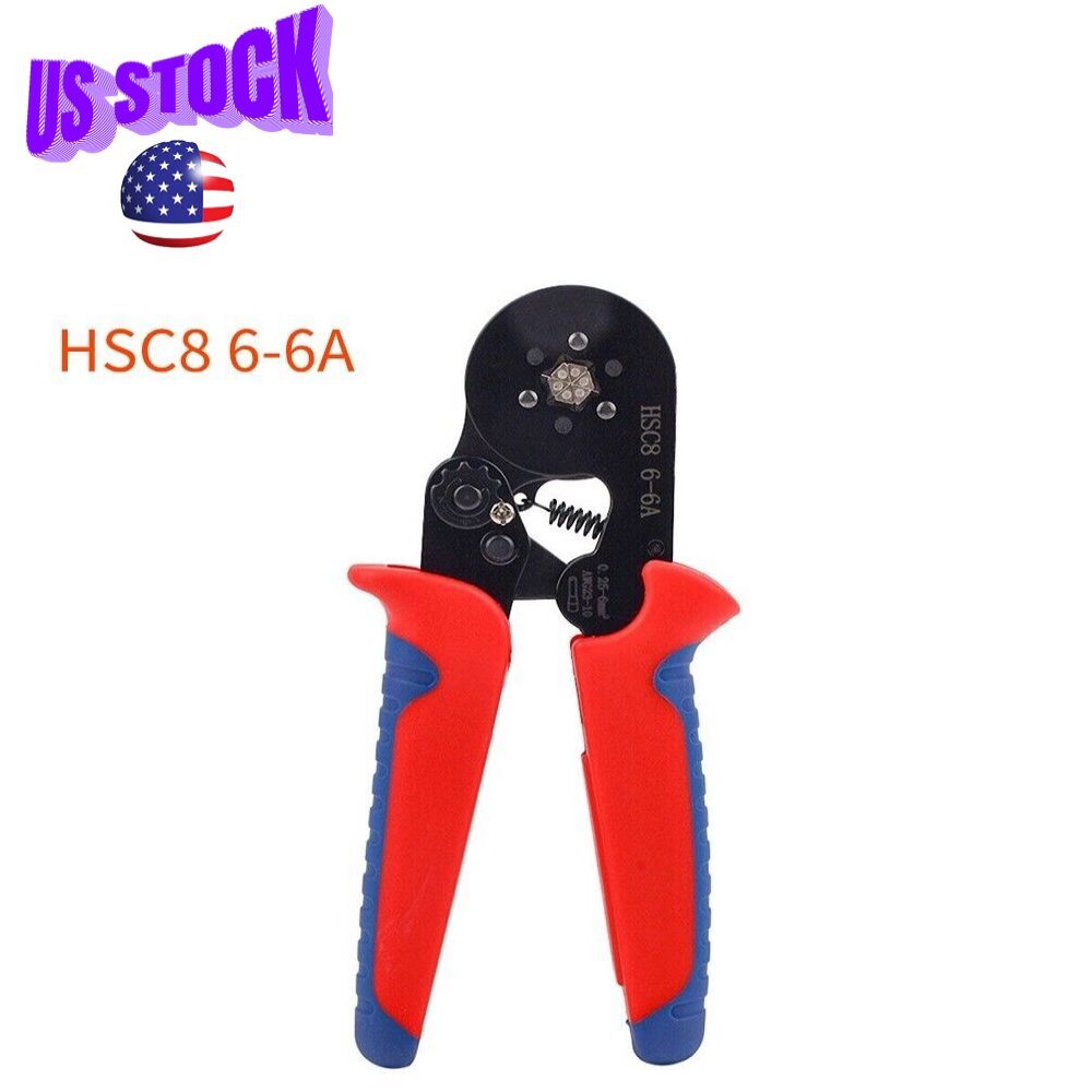 HSC8 0.25-6mm² AWG23-10 Self Adjusting Ratcheting Ferrule Crimper Pliers 6-6A