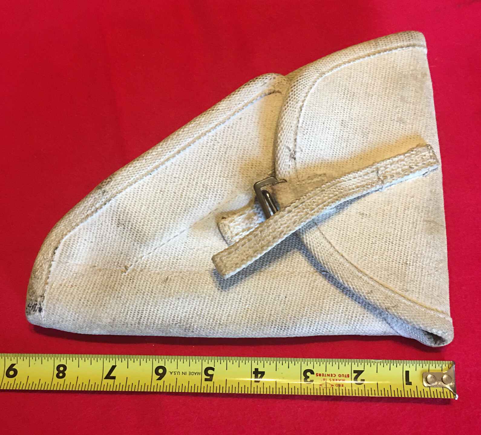 WWII era, Canadian Browning hi power holster, whitened Canvas, 1944￼ Z.L.&T.Ltd.