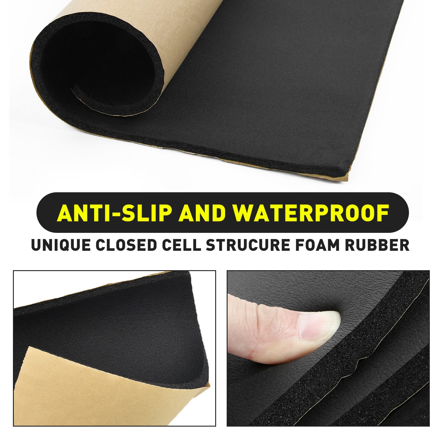 12" x 59" Black High Density Upholstery Foam Couch Mat Replacement Padding 4/5"