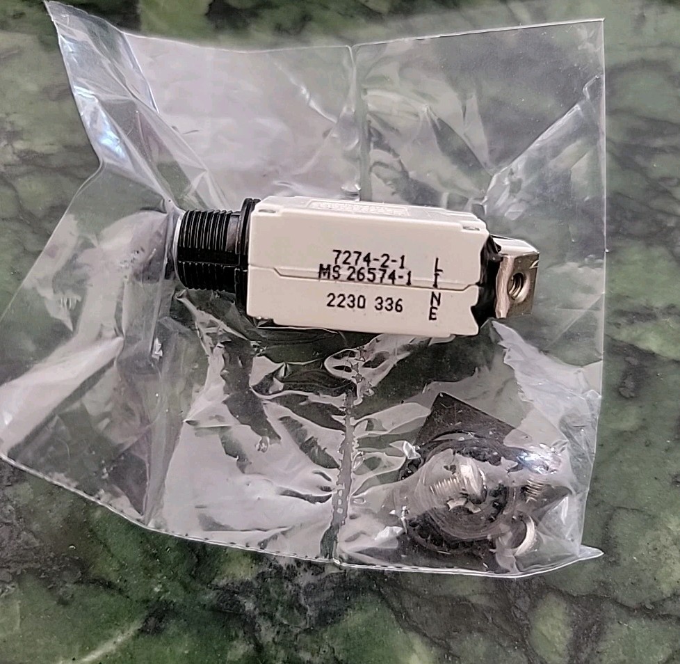 Klixon 1 AMP Aircraft Circuit Breaker 7274-2-1 or MS26574-1          A1