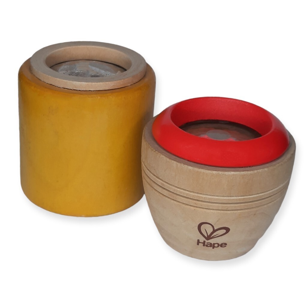 2x Kids Wooden Toy Kaleidoscope Optical Viewers Lot Hape Eye Spies Yellow Red