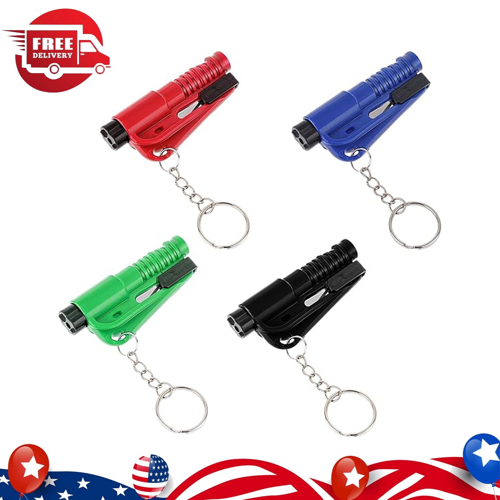 4-Pack Car Emergency Escape Tool Window Glass Breaker Seat Belt Cutter Keychain