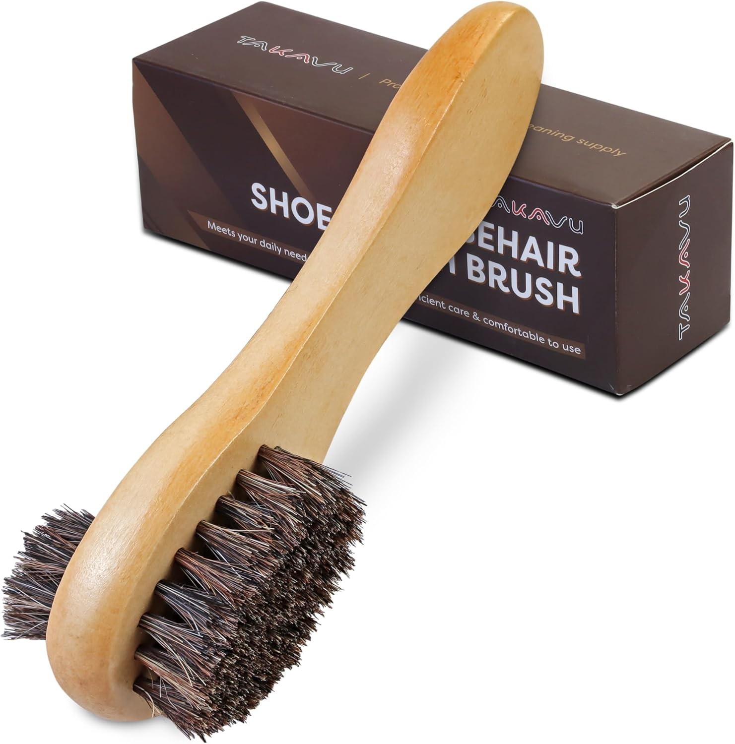 Horsehair Shoe Polish Applicator Brush Shoe Buffing Brush Leather Maintenance &
