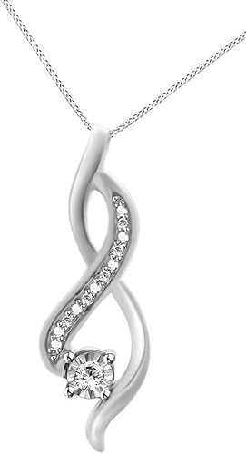 925 Sterling Silver Infinity Twist Pendant with White Natural Zircon