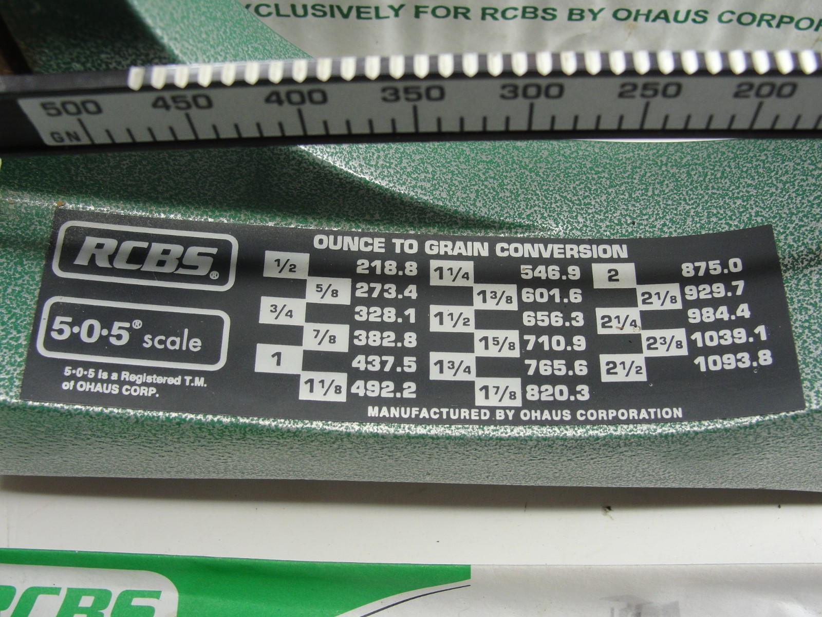 RCBS 5-0-5 RELOADING SCALE IN EXCELLENT USED CONDITION