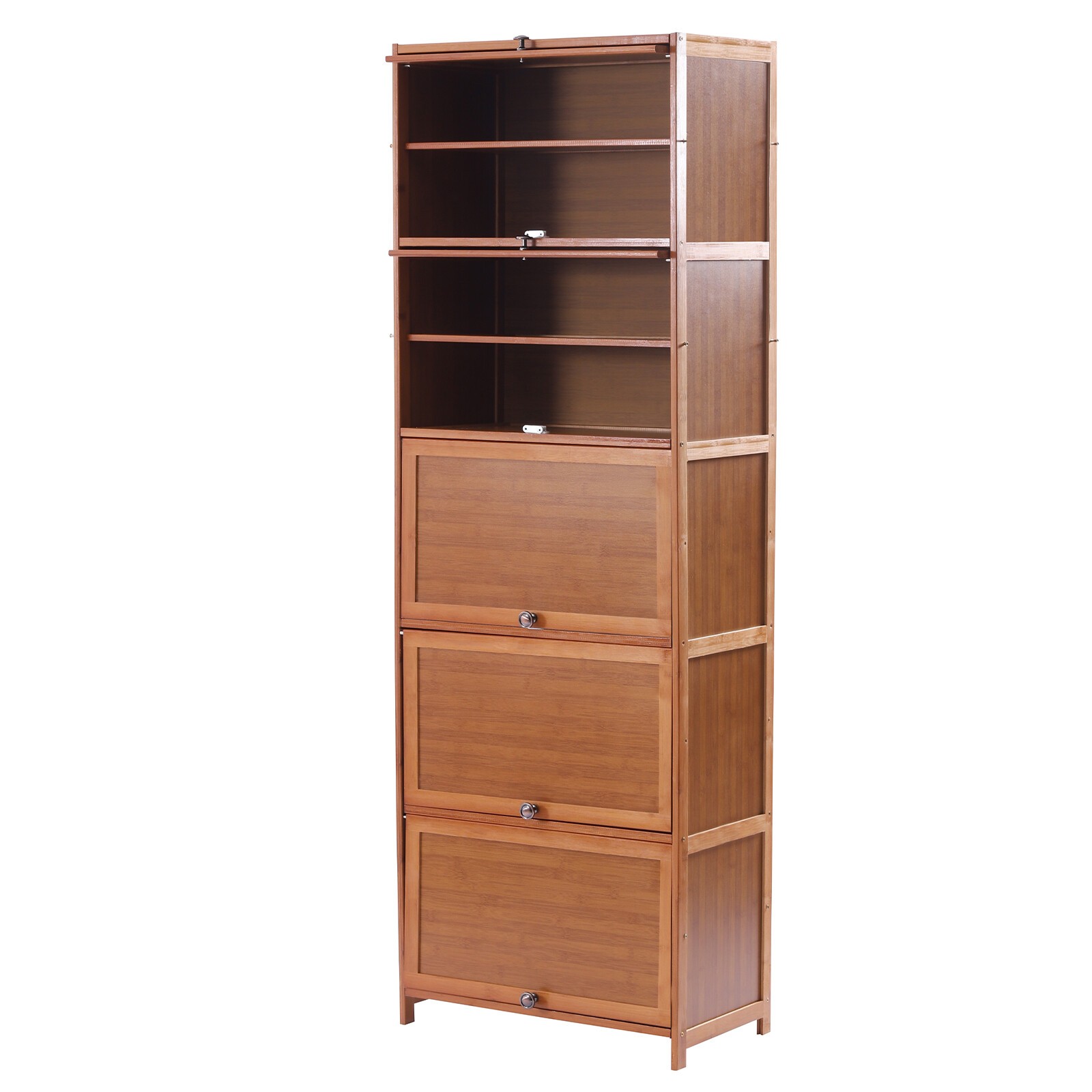 10 Tier Shoe Storage Rack Bookshelf with Cabinet Concealed Sliding Doors