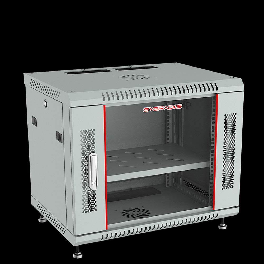 6U Wallmount Network Server Rack AV Cabinet Enclosure - PDU - FAN - Shelf -Gray