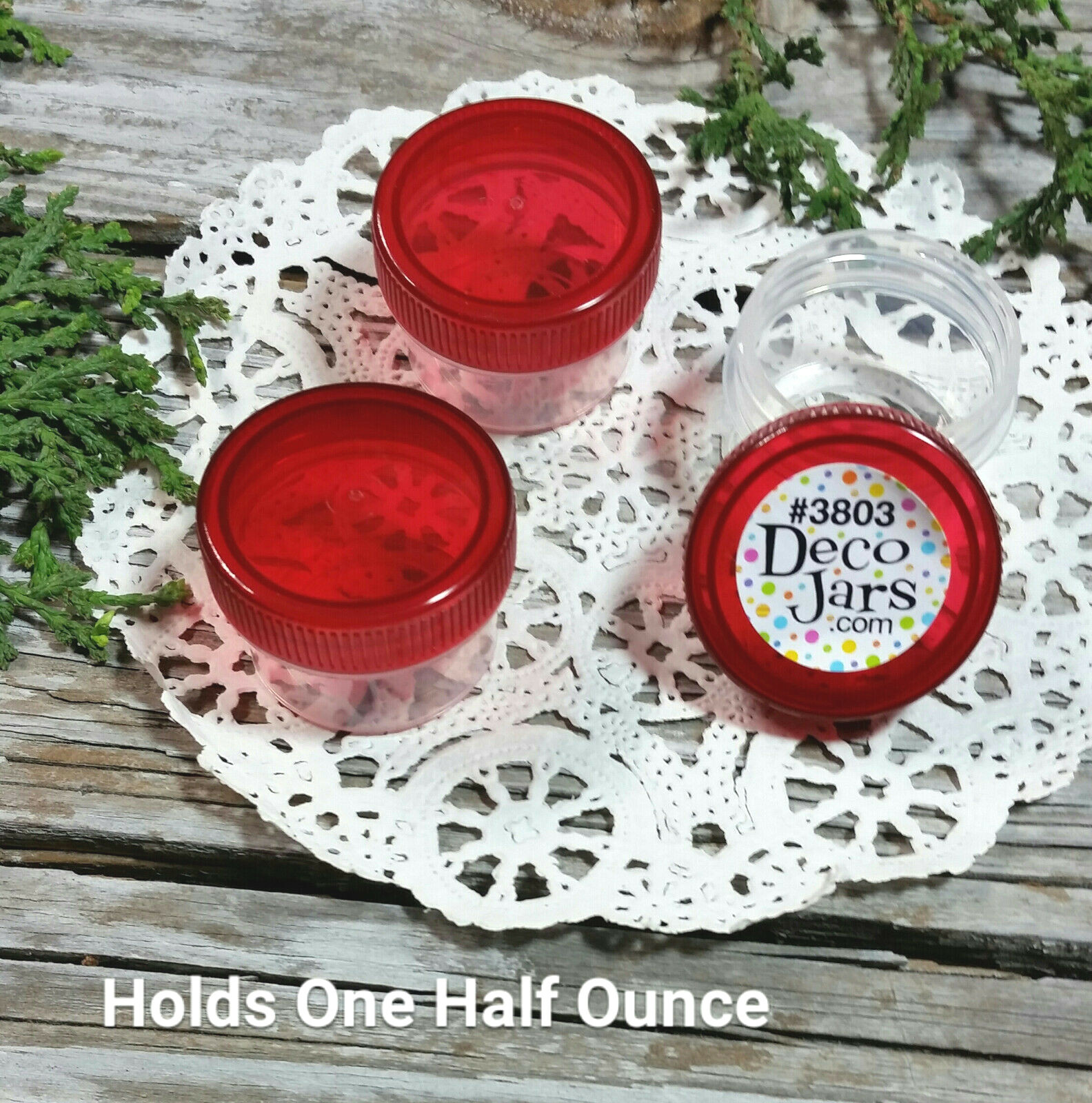 20 Plastic Jars DIY Hummingbird Feeder Part Trans RED Caps DecoJars 1/2 ounce US