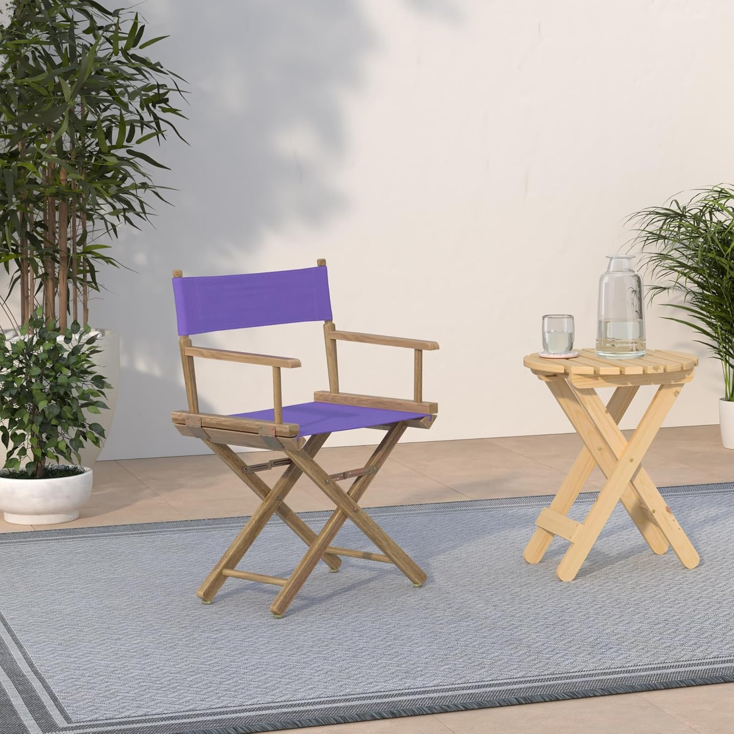 200-00/021-41 Director Chair 18" - Classic Height Natural Frame/Purple Canvas