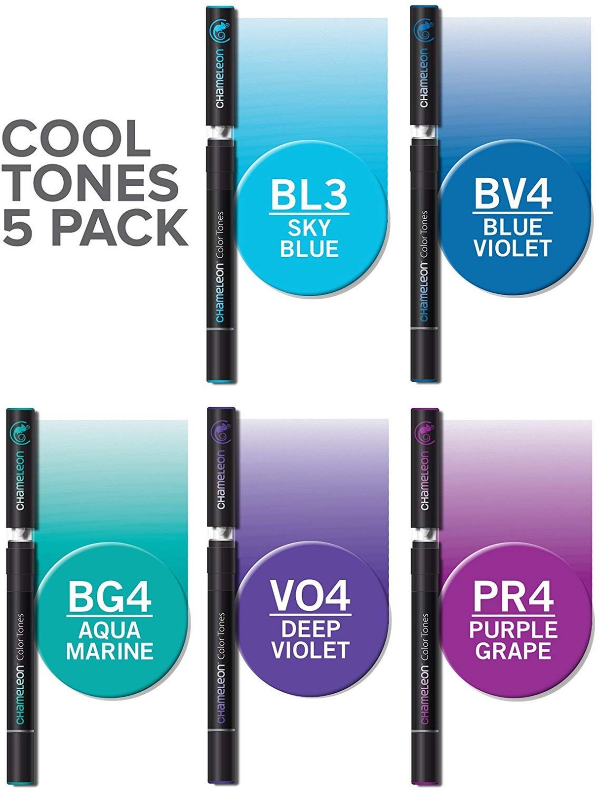 Chameleon Art Products, Chameleon 5-Pen, Cool Tones Set