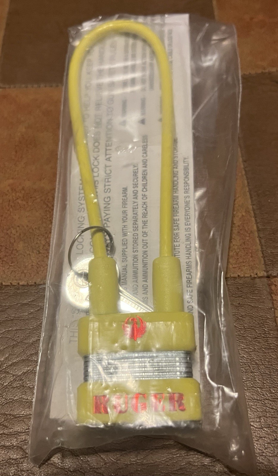 RUGER Genuine OEM "Shot Lock" Yellow Cable Gun Lock w/2 Keys Safety Firearm