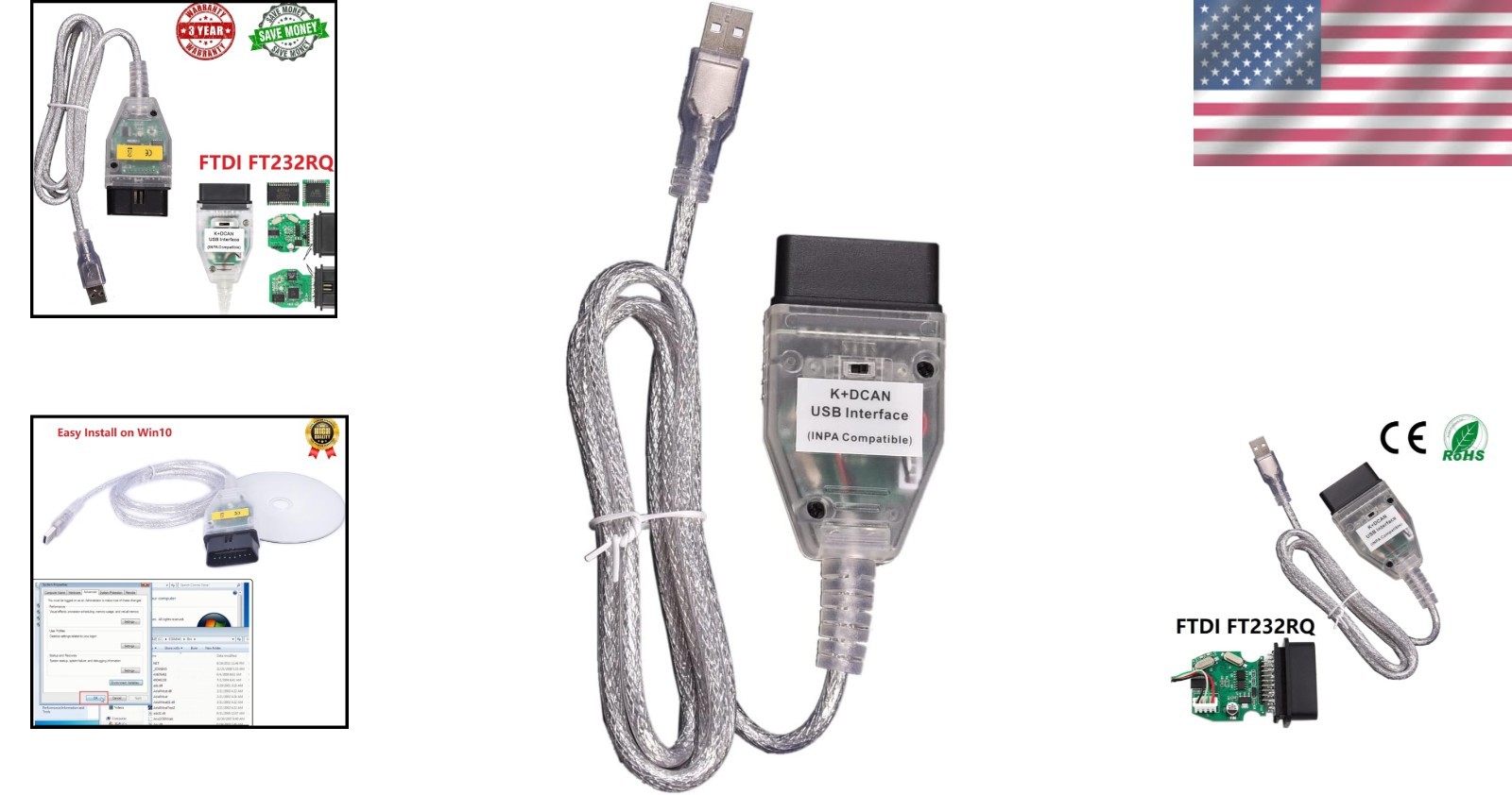 BMW INPA OBD2 K+DCAN Diagnostic Cable with Ediabas Switch for Efficient Testing