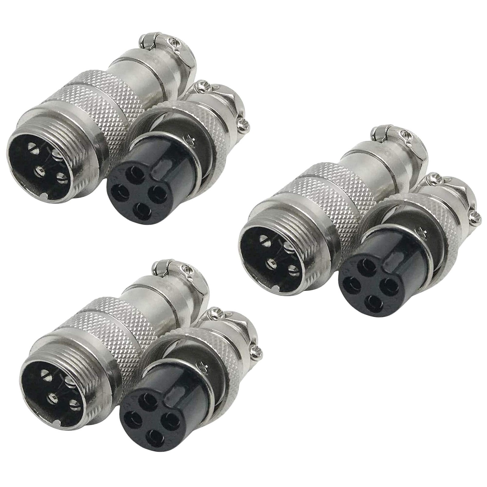 Xiaoyztan 3 Pairs 4-Pin Microphone Male & Female 70.5mm x 18mm, Nickel Plated