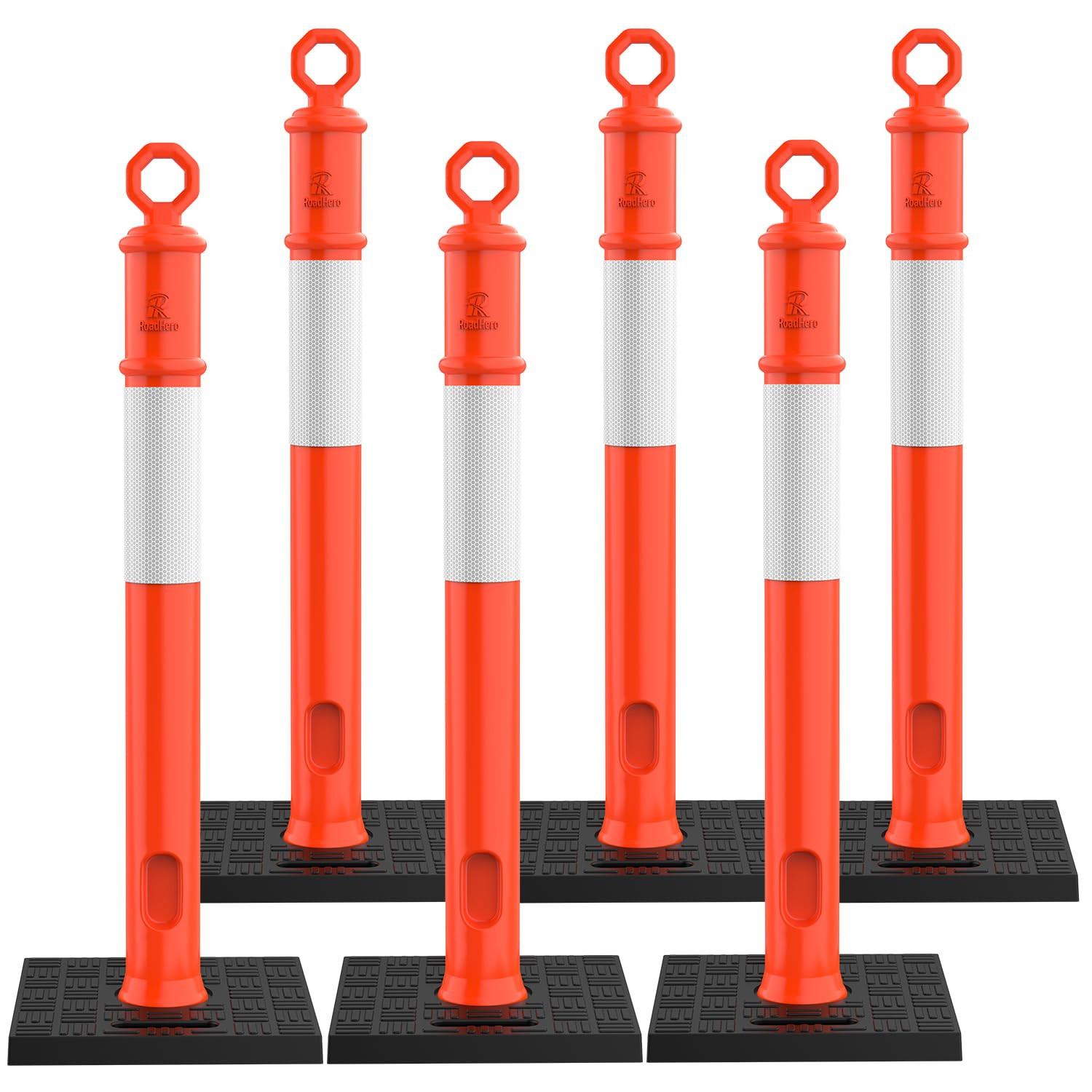 45 Inch Delineator Post with Base, Portable Orange Traffic Delineator Posts Cone