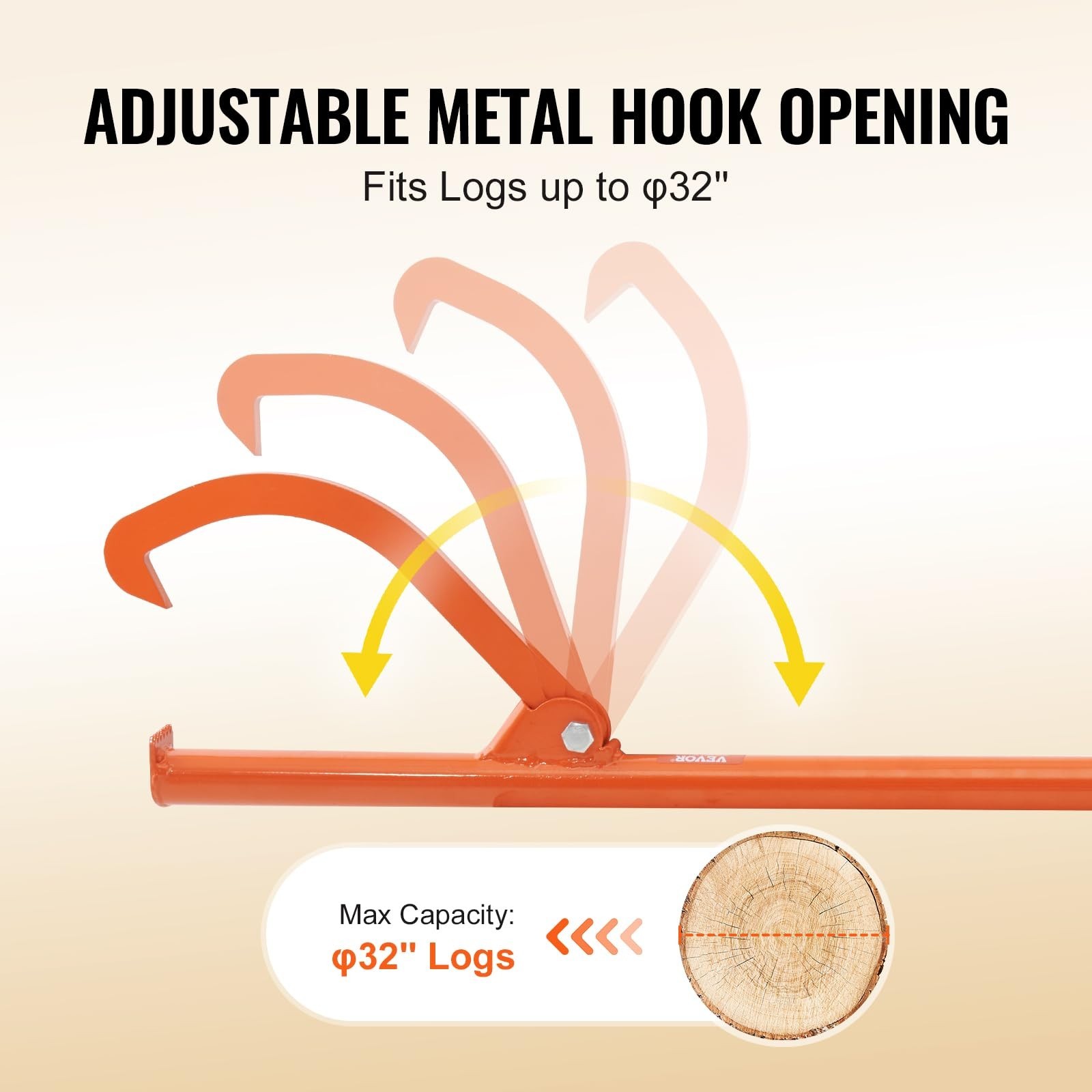 46.5'' Heavy Duty Cant Hook Logging Tool, Adjustable Log Roller & Lifter, Forest
