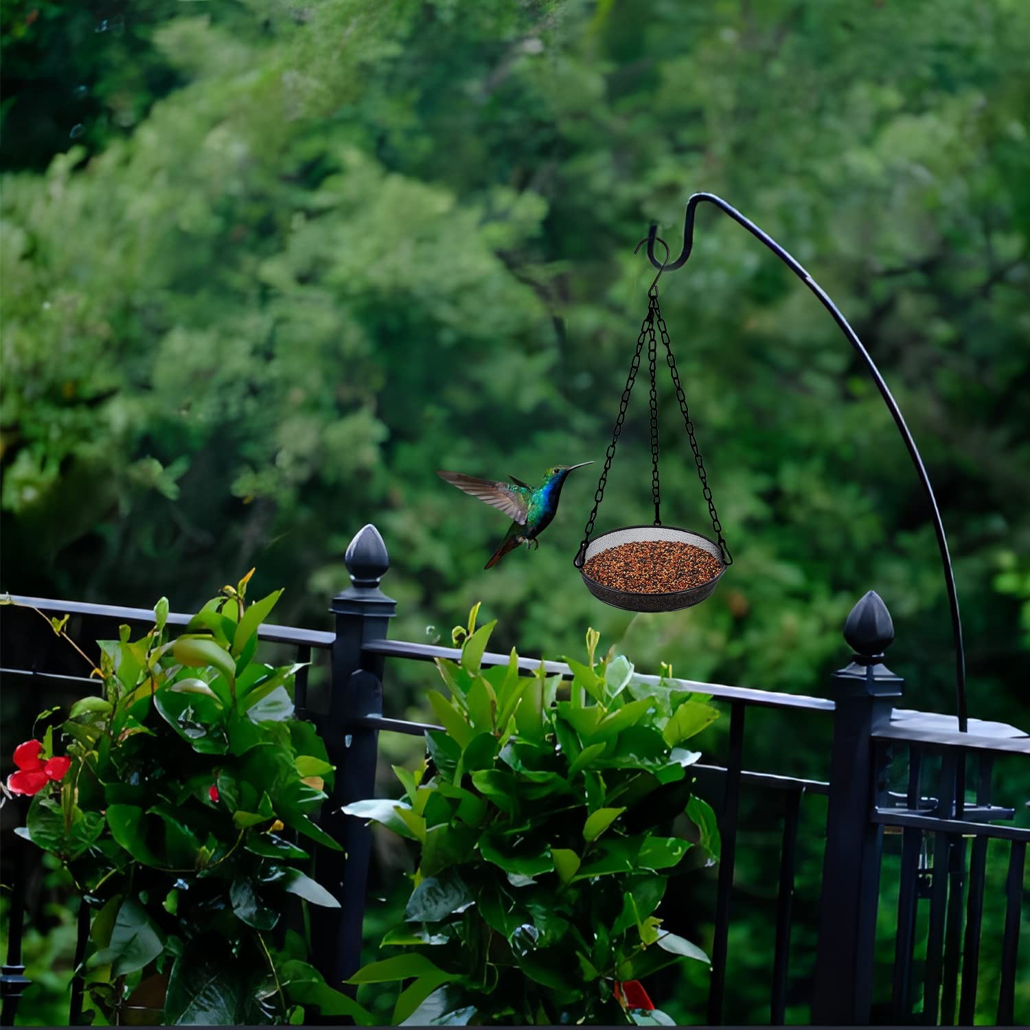 Hanging Bird Feeder, Birdfeeder for Garden Yard Outside 1, Black