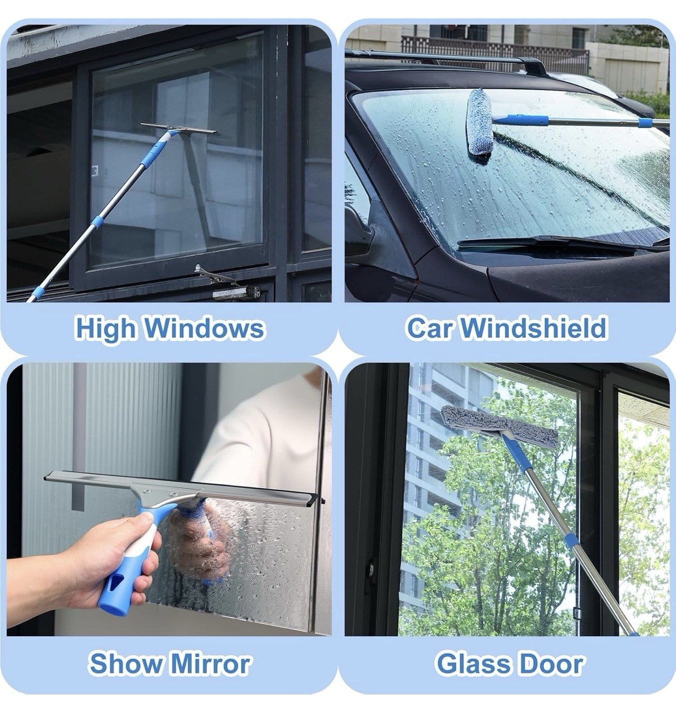 Mitclear 77'' Professional Squeegee Window Cleaner Tool with Extension Pole