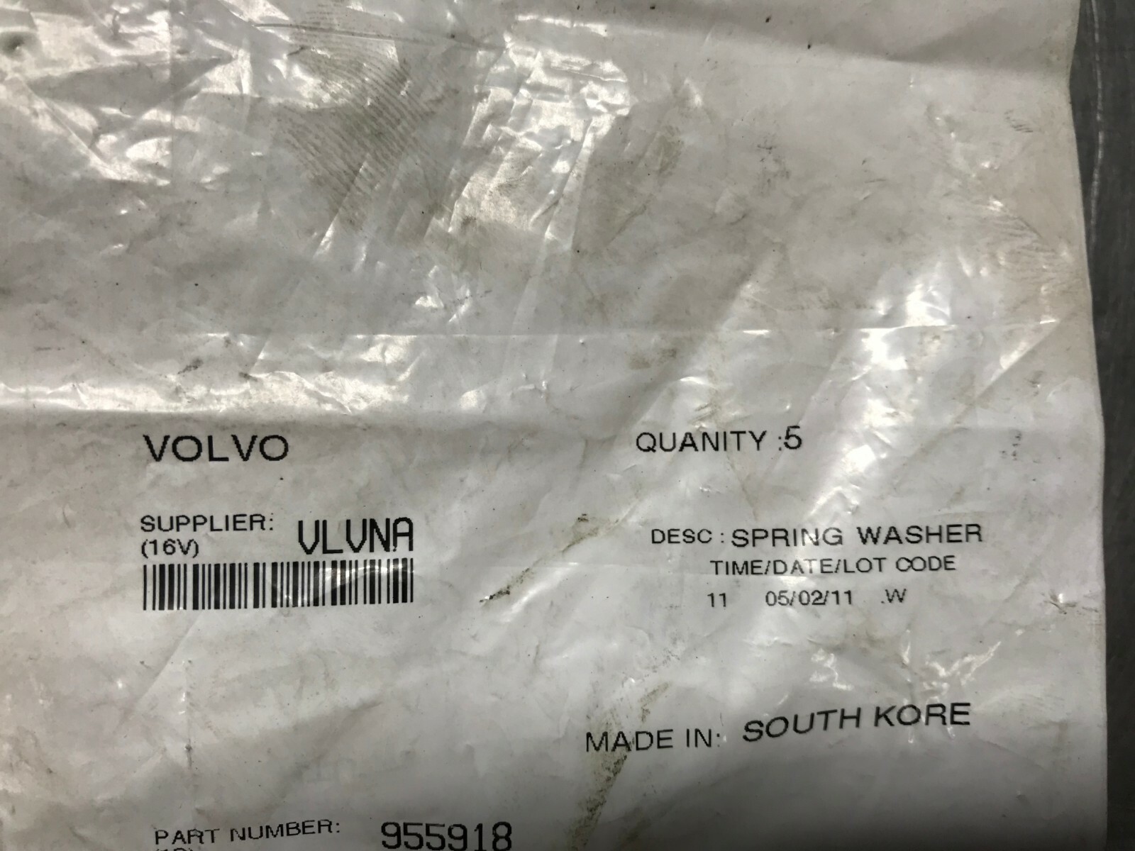 955918  GENUINE Volvo  SPRING WASHER  QTY of 5   Ingersoll Rand  VOE955918