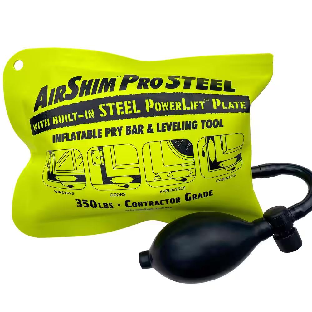 Contractor Grade Airshim Pro STEEL: Dual-Functioned Inflatable Pry Bar and Level