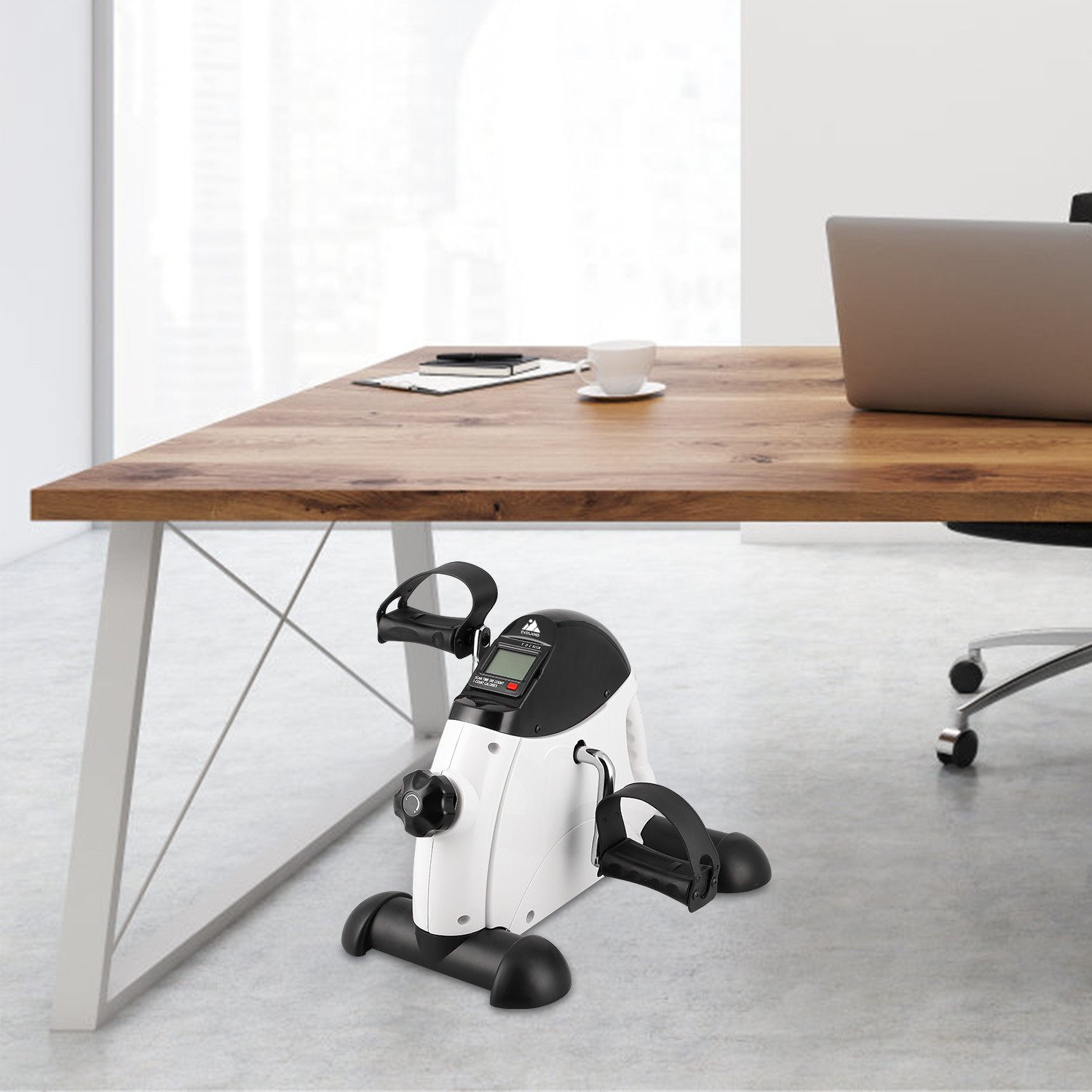 Evoland Mini Exercise Bike Under Desk w/LCD Display, Arm & Leg Pedal Exerciser