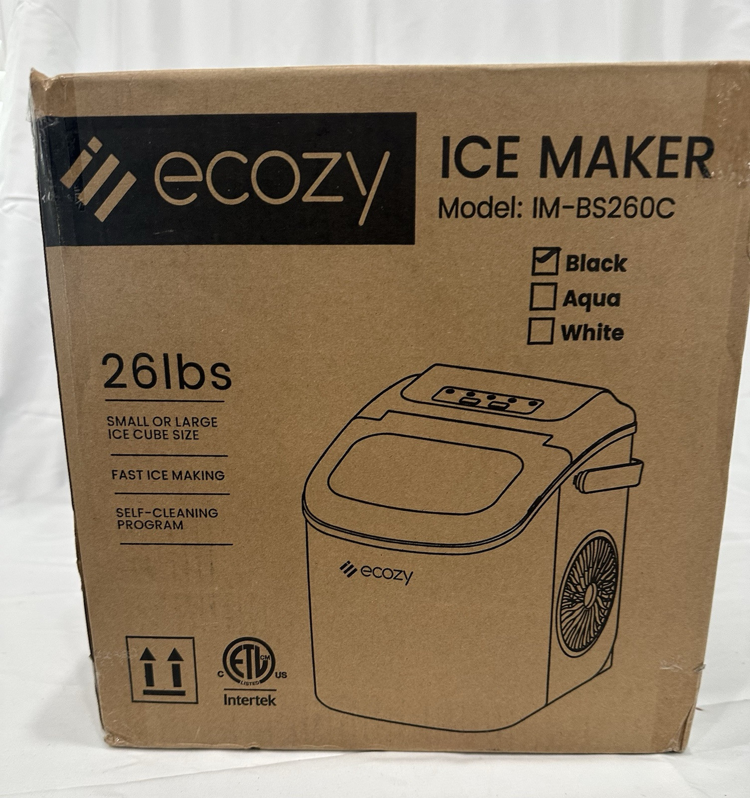 Ecozy Countertop Ice Maker 26lbs (small or large ice cube size) model IM-BS260C