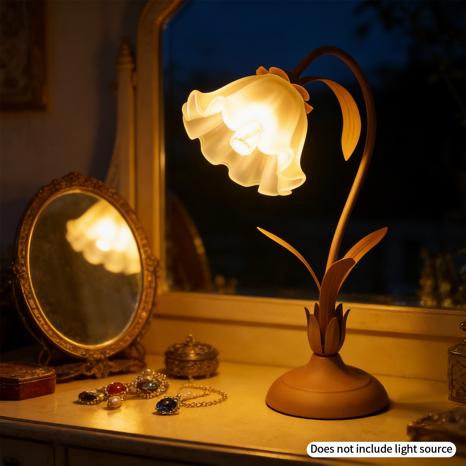 Pink Flower Desk Light LED Table Lamp w/ Glass Lampshade for Bedroom Desk SALE!