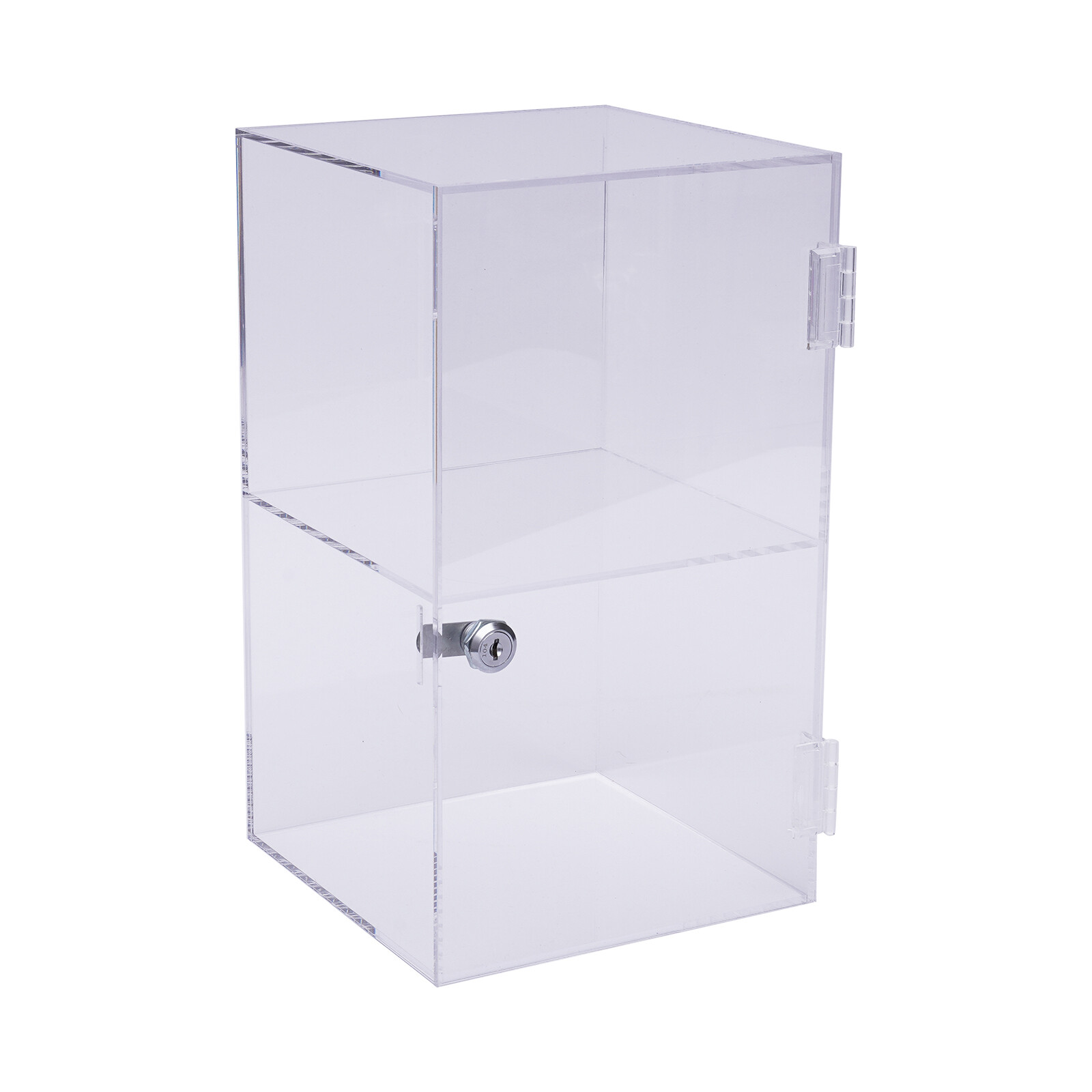 2-layers Countertop Display Case 20*20*35cm Locking Security Showcase Cabinet US