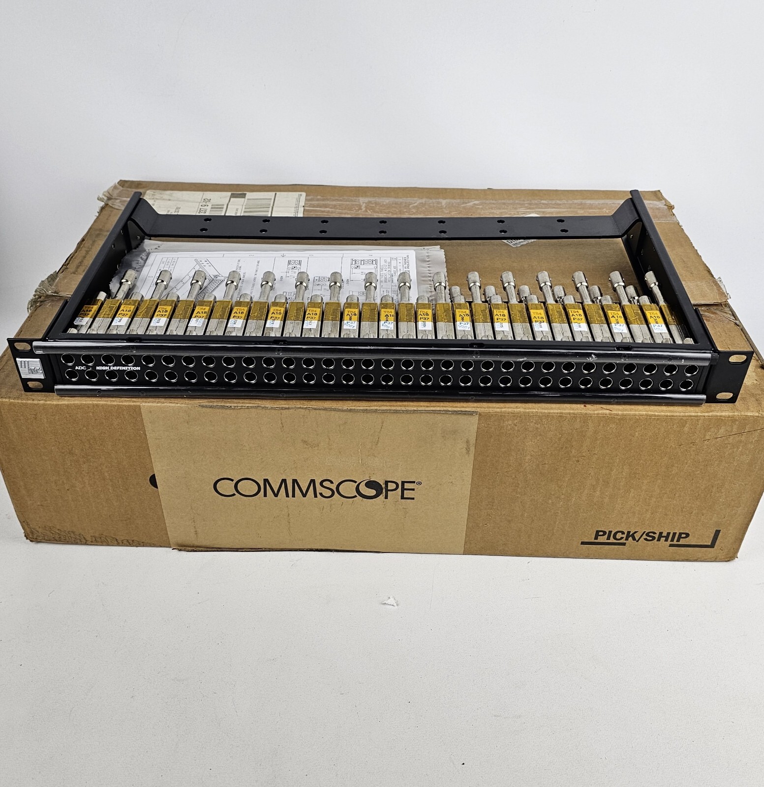 NEW ADC/Commscope 1RU 2x32 Midsize Video Normalled Patch Bay, PP11232-MVJT-BK