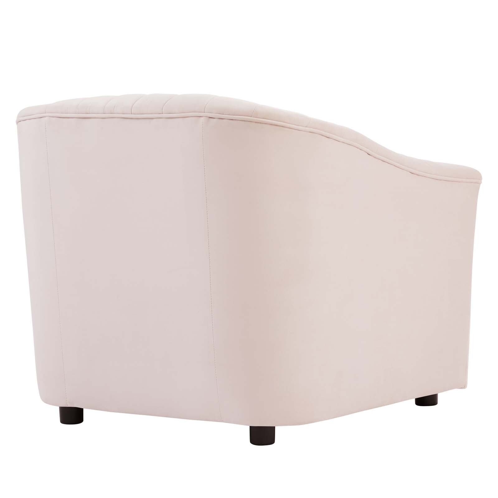 Modway Announce Channel Tufted Performance Velvet Armchair in Pink