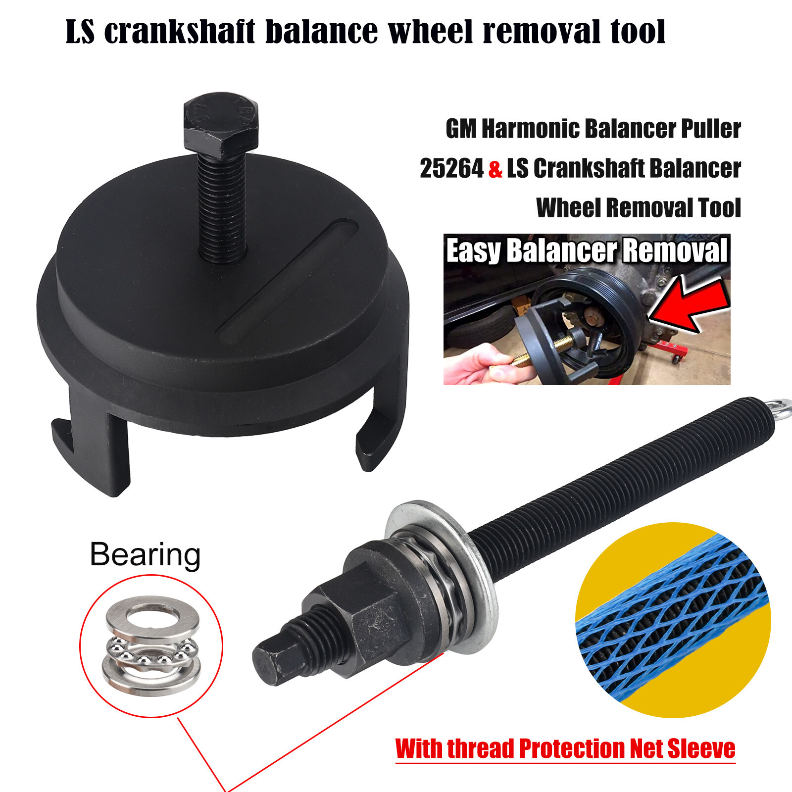 LS Harmonic Balancer Mount Pulley Pulley Tool Belt Thrust Bearing For LS1 LS3