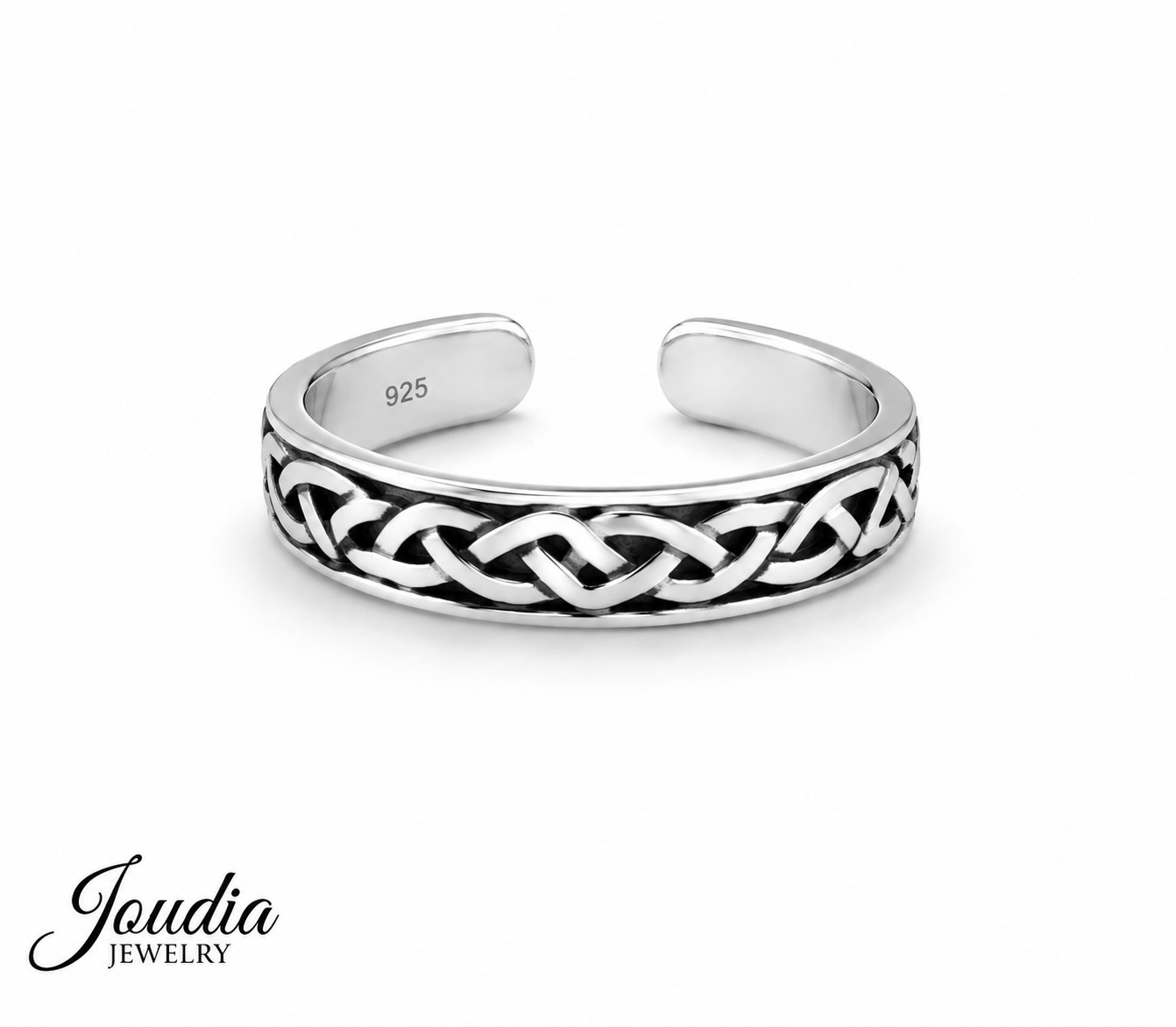 925 Sterling Silver Celtic Toe Ring Knot Braided Adjustable Irish Jewelry