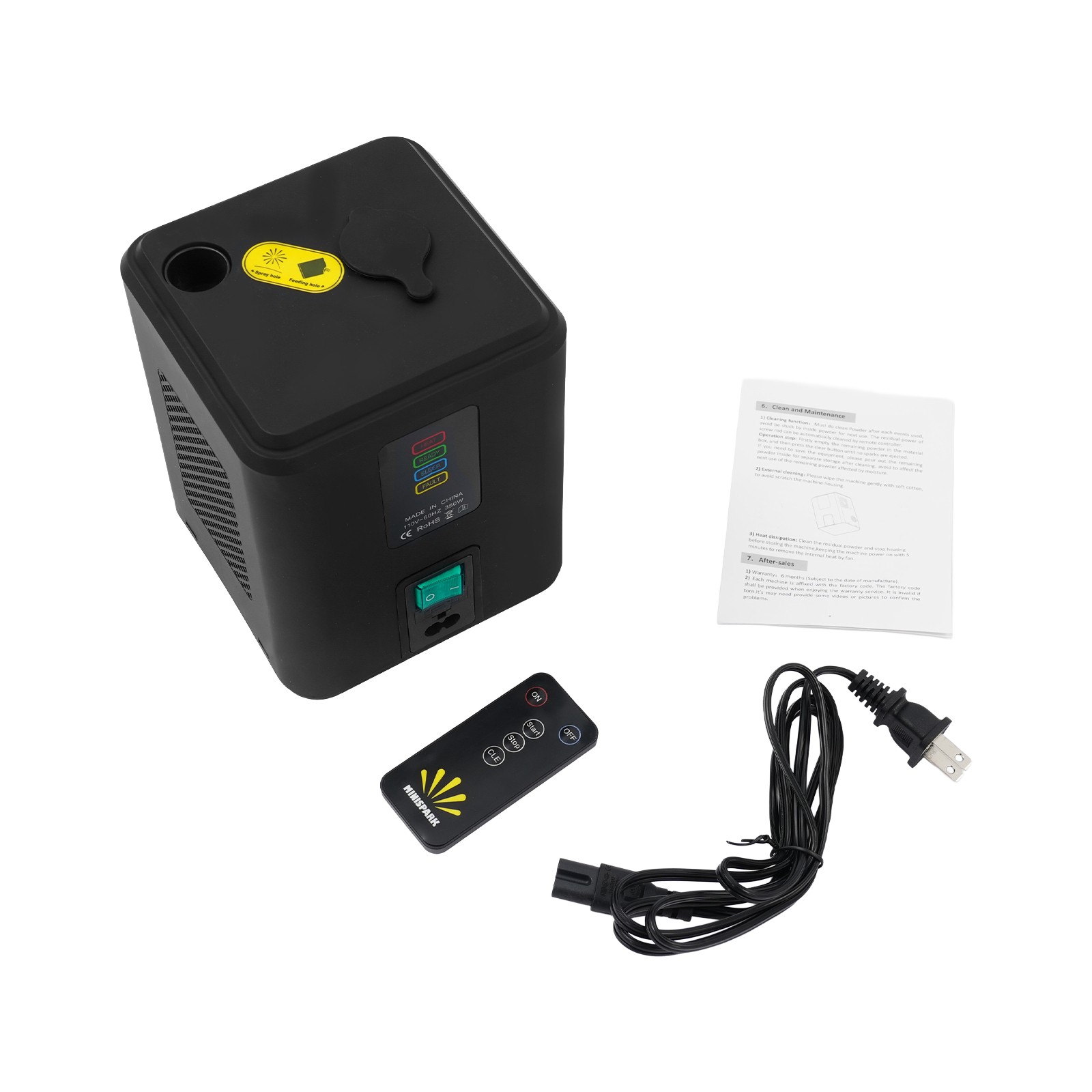 Black Electronic Stage Effect Light Device w/Remote,350W Mini Cold Spark Machine