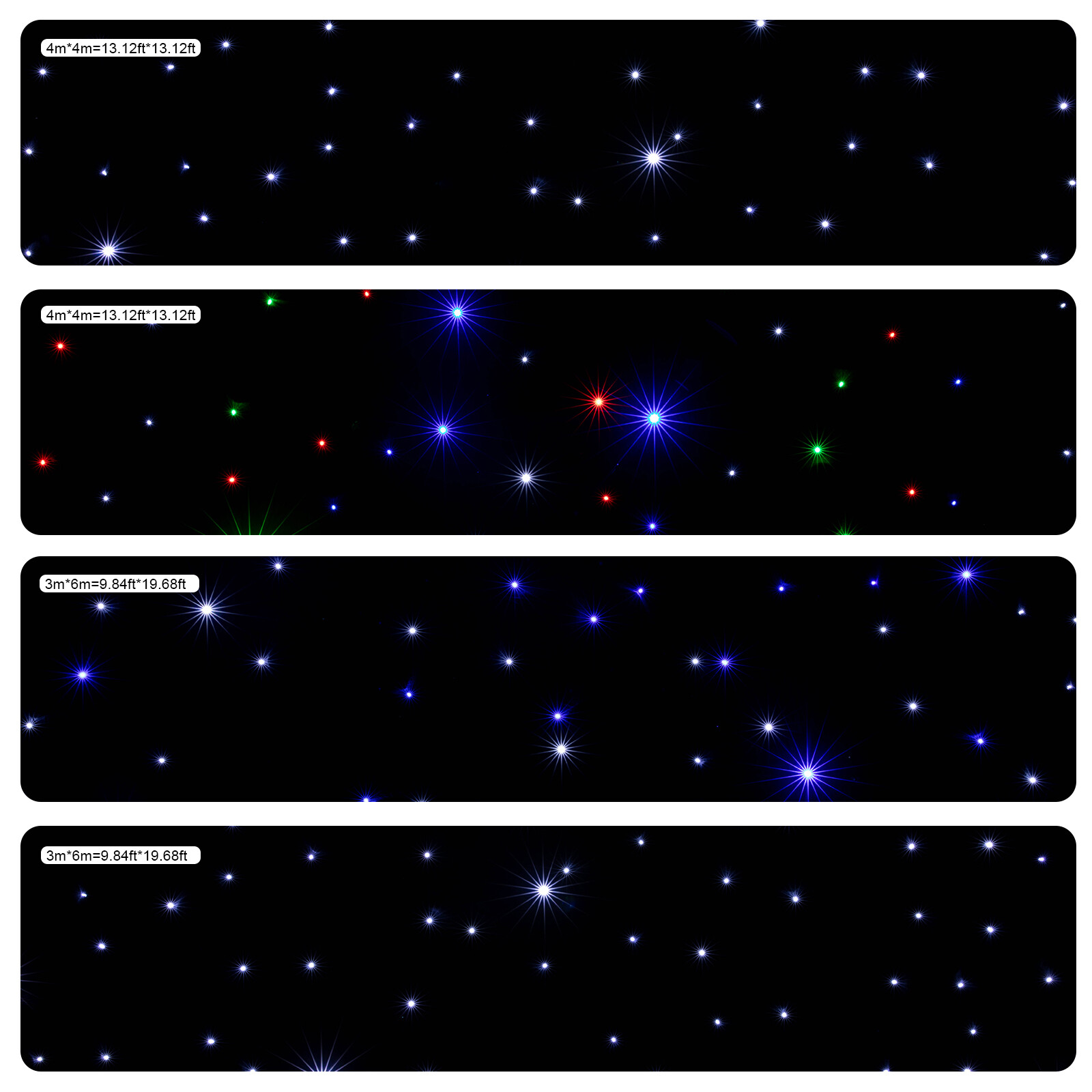 LED Stage Backdrop Blue & White Light Starry Sky Backdrop Star Curtain 13*x13ft