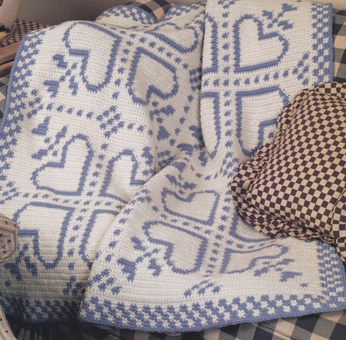 Crochet Afghan Pattern FOLK HEART AFGHAN Pattern Leaflet Annie's